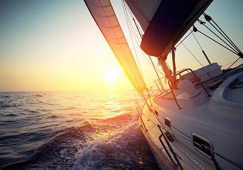 Stunning views from the deck of a sailboat at sunset